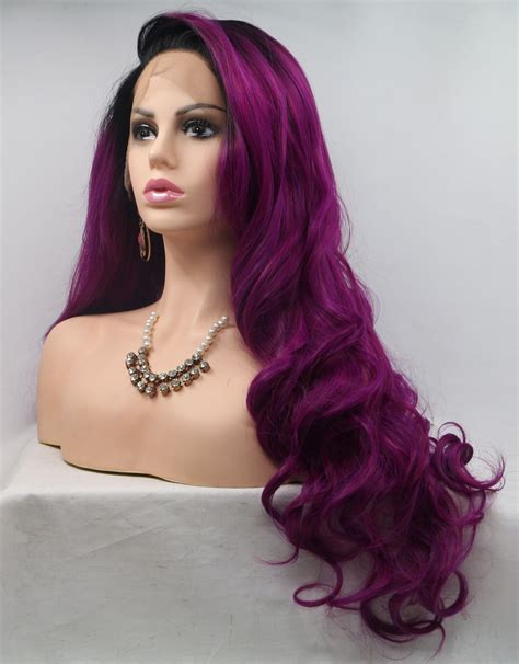 purple human hair lace front wig|deep purple wig.